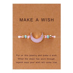 Simple Stone Charm Bracelet Colorful Black Red String Braided Couple Bracelets Wish Card Jewelry Handmade Woven Thread Rope String Nature Stone Beads Charm Bracelet Cuff Bangles With Message Card 18-30cm