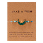 Simple Stone Charm Bracelet Colorful Black Red String Braided Couple Bracelets Wish Card Jewelry Handmade Woven Thread Rope String Nature Stone Beads Charm Bracelet Cuff Bangles With Message Card 18-30cm