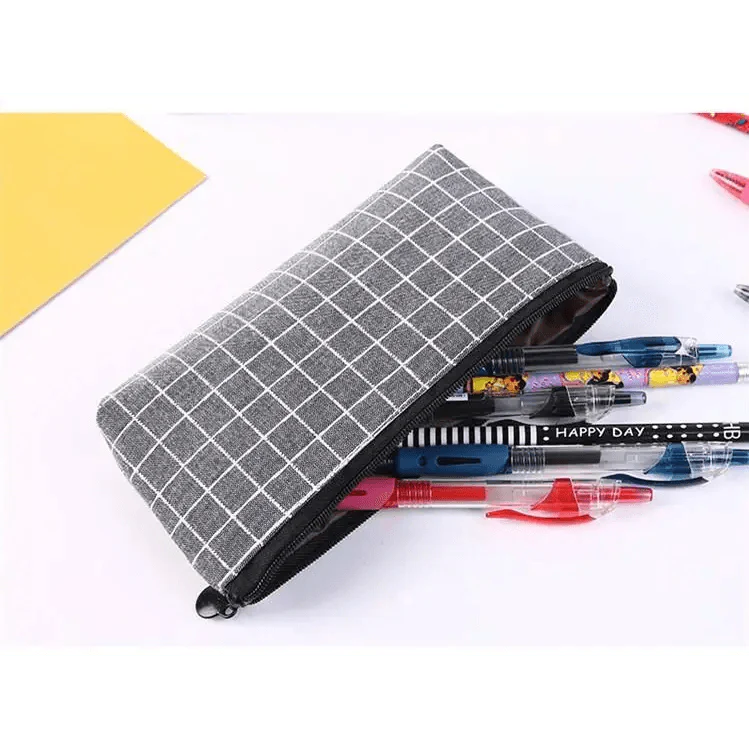 Simple Striped Color Design Pencil Cases For Students Retro Large Capacity Stationery School Pouch Stevvex