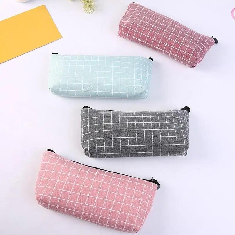 Simple Striped Color Design Pencil Cases For Students Retro Large Capacity Stationery School Pouch Stevvex