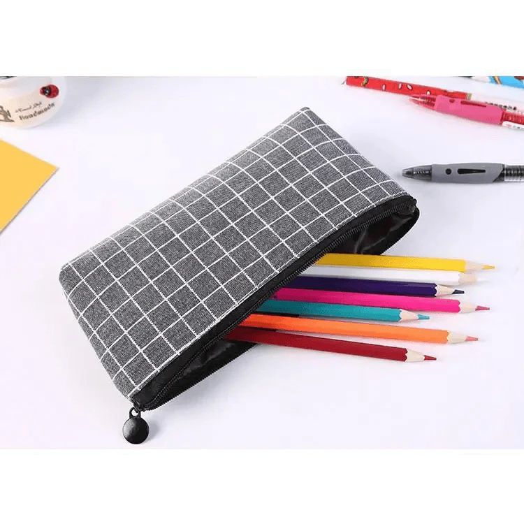 Simple Striped Color Design Pencil Cases For Students Retro Large Capacity Stationery School Pouch Stevvex