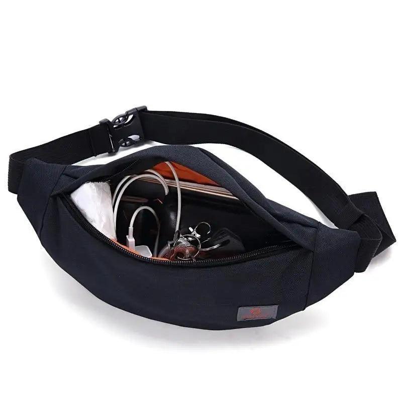 Simple Style Fanny Pack for Running Cycling Workout Men Women Waist Pouch Bag Black Classic  Women Belt Bag Pouch For Money Phone Black Bum Hip Bag Stevvex
