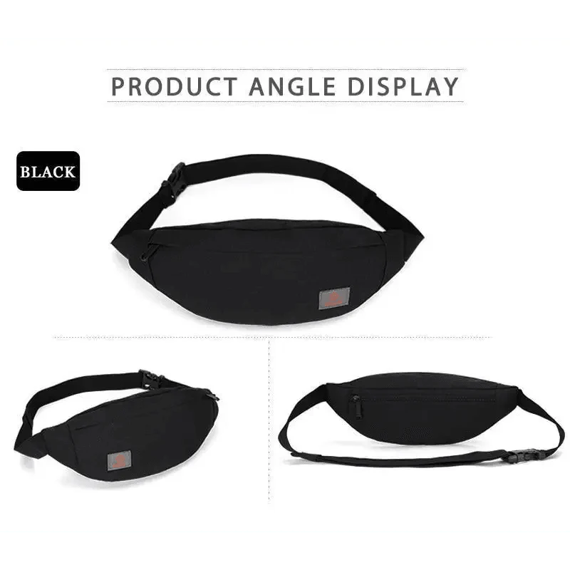 Simple Style Fanny Pack for Running Cycling Workout Men Women Waist Pouch Bag Black Classic  Women Belt Bag Pouch For Money Phone Black Bum Hip Bag Stevvex