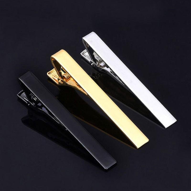 Simple Tie Clip Men Metal Copper Necktie Bar Clip Gold Silver Black 3 Bright Colors Best Gifts For Your Father Lover And Friends  Simple Classic Bar Clasp Practical Necktie Accessories Fashion Men Tie Clips Luxury Clothing Jewelry Stevvex