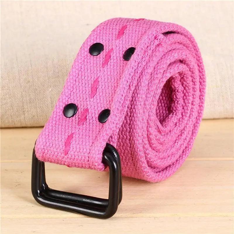 Simple Unisex Waistbands Retro Adjustable One Size Cotton Strap Metal Buckle 116cm Belts For Men Stevvex