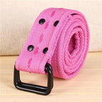 Simple Unisex Waistbands Retro Adjustable One Size Cotton Strap Metal Buckle 116cm Belts For Men Stevvex