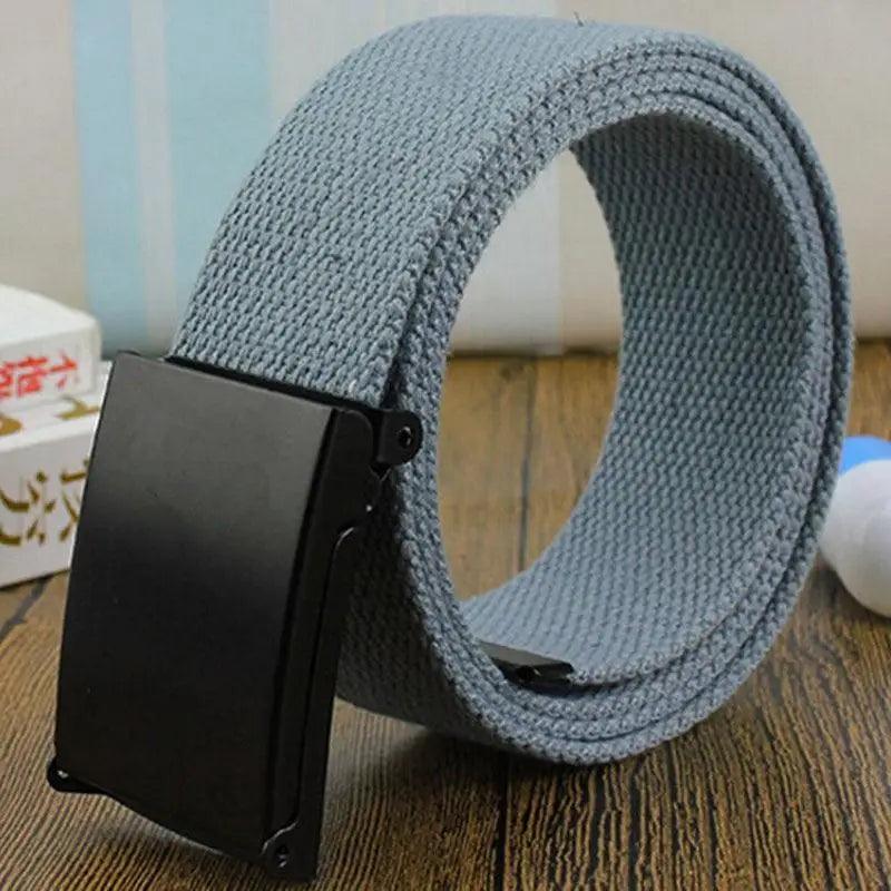 Simple Unisex Waistbands Retro Adjustable One Size Cotton Strap Metal Buckle 116cm Belts For Men Stevvex