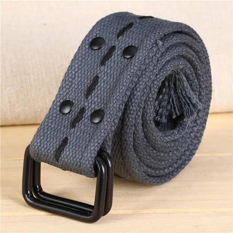 Simple Unisex Waistbands Retro Adjustable One Size Cotton Strap Metal Buckle 116cm Belts For Men Stevvex