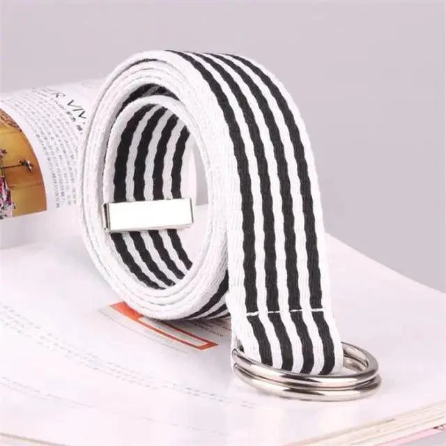 Simple Unisex Waistbands Retro Adjustable One Size Cotton Strap Metal Buckle 116cm Belts For Men Stevvex