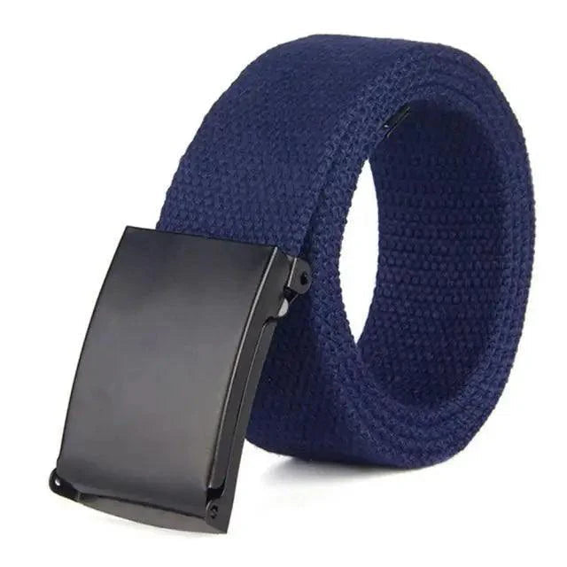 Simple Unisex Waistbands Retro Adjustable One Size Cotton Strap Metal Buckle 116cm Belts For Men Stevvex