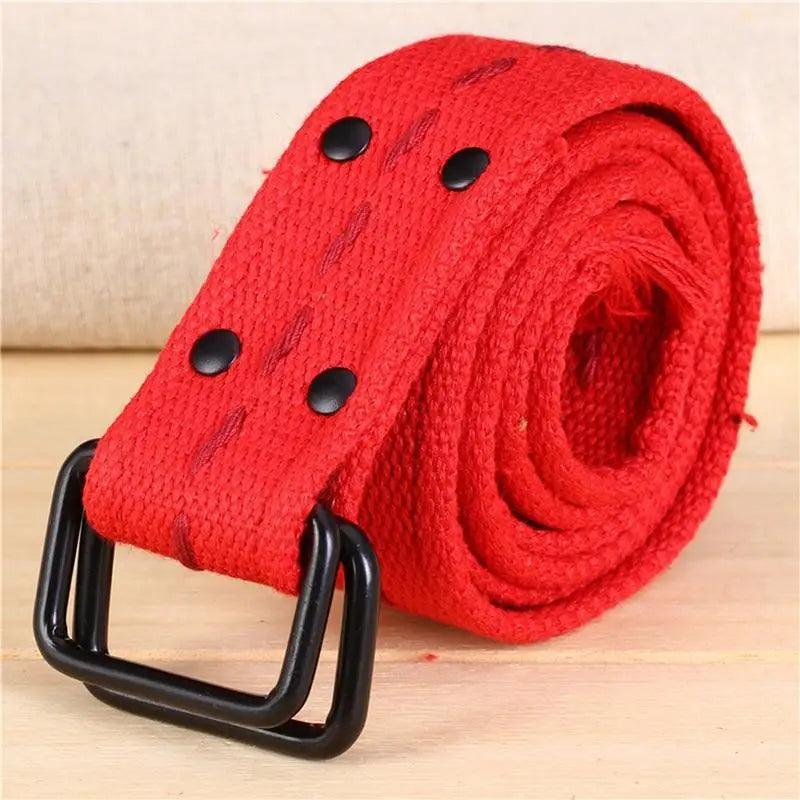 Simple Unisex Waistbands Retro Adjustable One Size Cotton Strap Metal Buckle 116cm Belts For Men Stevvex