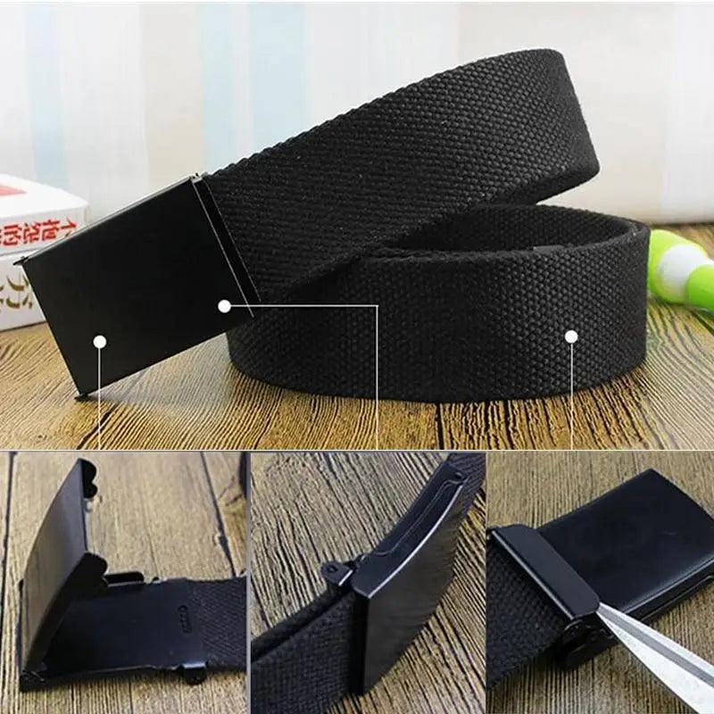 Simple Unisex Waistbands Retro Adjustable One Size Cotton Strap Metal Buckle 116cm Belts For Men Stevvex