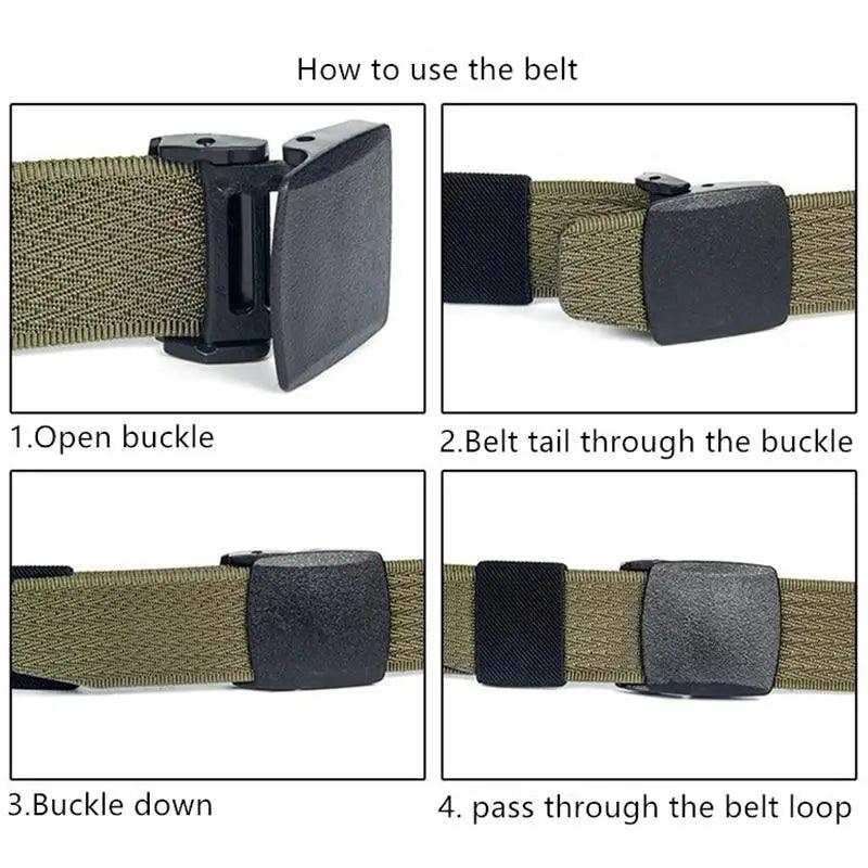 Simple Unisex Waistbands Retro Adjustable One Size Cotton Strap Metal Buckle 116cm Belts For Men Stevvex