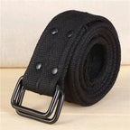 Simple Unisex Waistbands Retro Adjustable One Size Cotton Strap Metal Buckle 116cm Belts For Men Stevvex