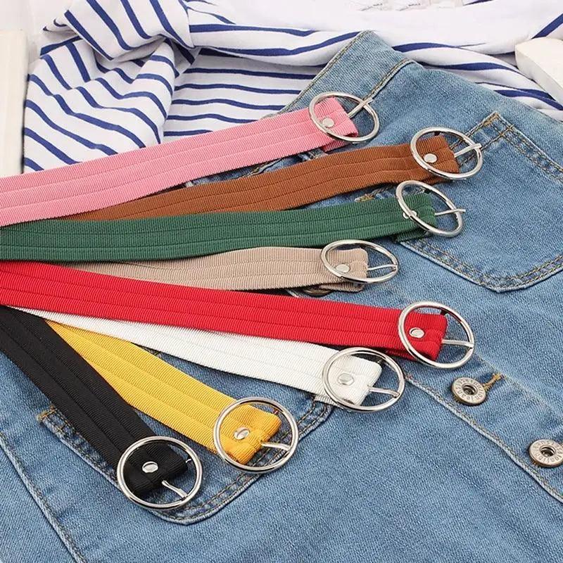 Simple Unisex Waistbands Retro Adjustable One Size Cotton Strap Metal Buckle 116cm Belts For Men Stevvex