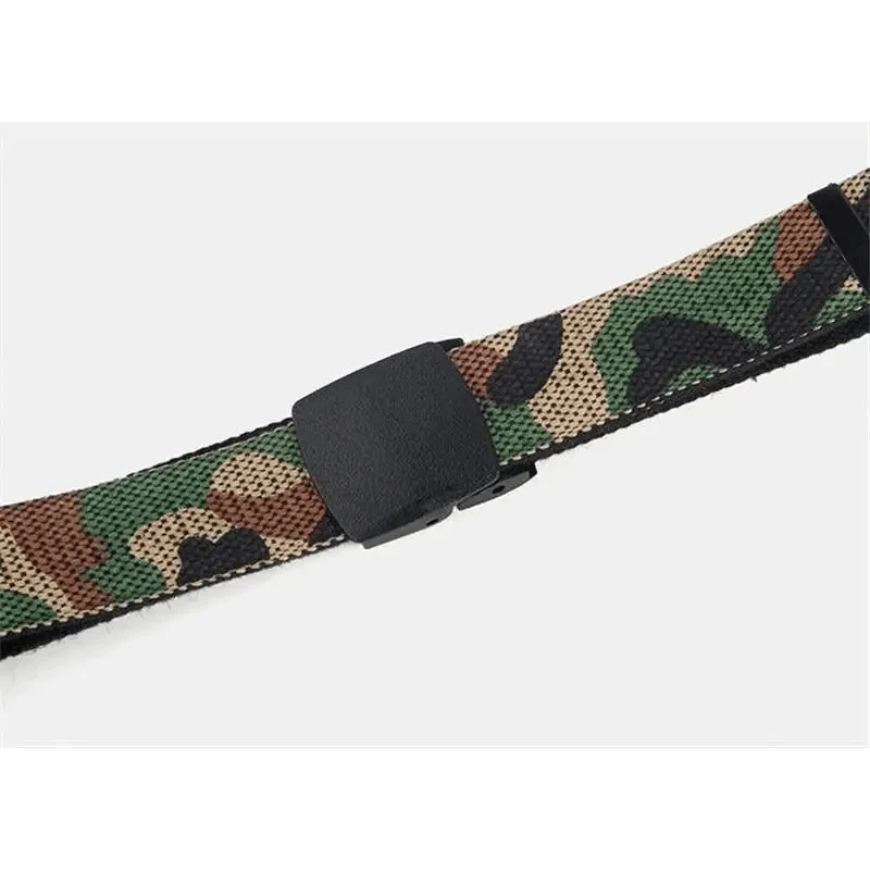Simple Unisex Waistbands Retro Adjustable One Size Cotton Strap Metal Buckle 116cm Belts For Men Stevvex