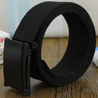 Simple Unisex Waistbands Retro Adjustable One Size Cotton Strap Metal Buckle 116cm Belts For Men Stevvex