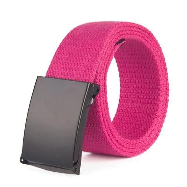 Simple Unisex Waistbands Retro Adjustable One Size Cotton Strap Metal Buckle 116cm Belts For Men Stevvex