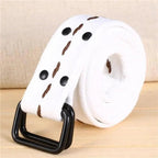 Simple Unisex Waistbands Retro Adjustable One Size Cotton Strap Metal Buckle 116cm Belts For Men Stevvex