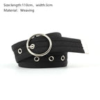 Simple Unisex Waistbands Retro Adjustable One Size Cotton Strap Metal Buckle 116cm Belts For Men Stevvex