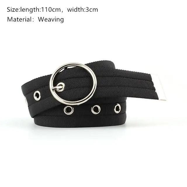 Simple Unisex Waistbands Retro Adjustable One Size Cotton Strap Metal Buckle 116cm Belts For Men Stevvex