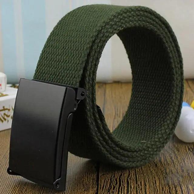 Simple Unisex Waistbands Retro Adjustable One Size Cotton Strap Metal Buckle 116cm Belts For Men Stevvex