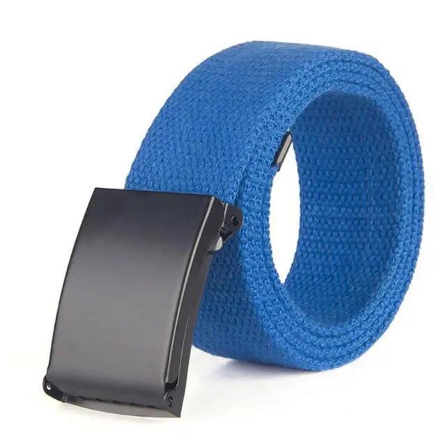 Simple Unisex Waistbands Retro Adjustable One Size Cotton Strap Metal Buckle 116cm Belts For Men Stevvex