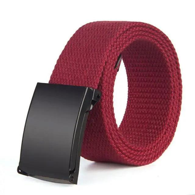 Simple Unisex Waistbands Retro Adjustable One Size Cotton Strap Metal Buckle 116cm Belts For Men Stevvex