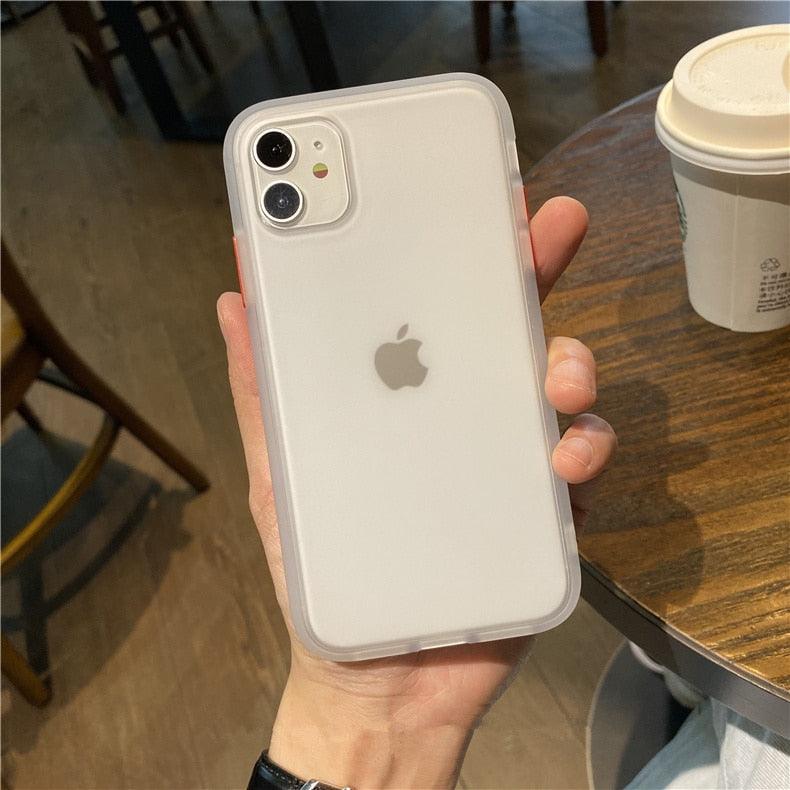 Simple White Camera Shockproof Silicone Phone Case For iPhone 13 Pro Max 14 Pro Protect Cover For Men Modern Translucent Back Cover Mobile case Compatible with iPhone Stevvex