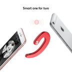Single Bluetooth Office Headphone Exquisite Painless Wearing Earphone Wireless Noise Cancelling Earbuds Handsfree Bone Conduction Headset Wireless Over Ear Hooks Earbuds Ergonomic Design Headphones with Mic Stevvex