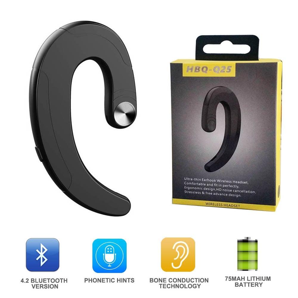 Single Bluetooth Office Headphone Exquisite Painless Wearing Earphone Wireless Noise Cancelling Earbuds Handsfree Bone Conduction Headset Wireless Over Ear Hooks Earbuds Ergonomic Design Headphones with Mic Stevvex