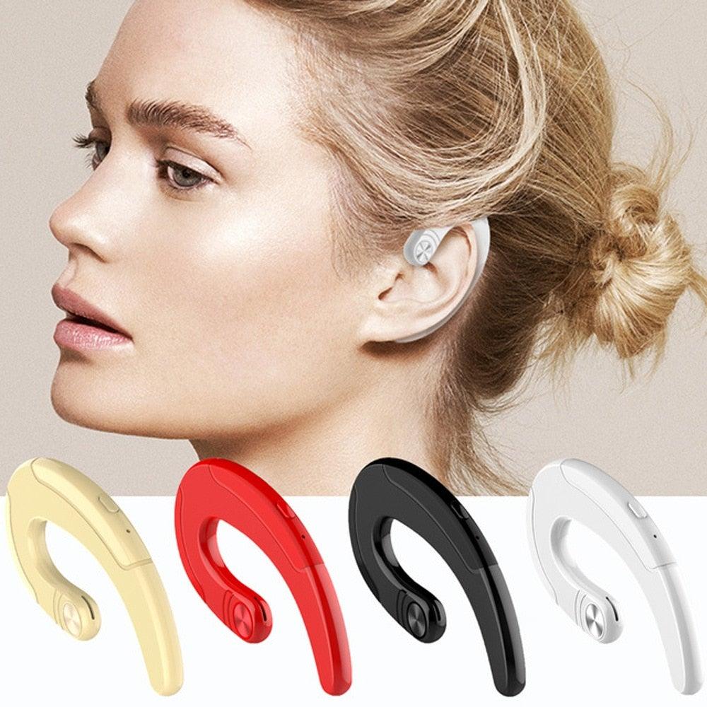 Single Bluetooth Office Headphone Exquisite Painless Wearing Earphone Wireless Noise Cancelling Earbuds Handsfree Bone Conduction Headset Wireless Over Ear Hooks Earbuds Ergonomic Design Headphones with Mic Stevvex