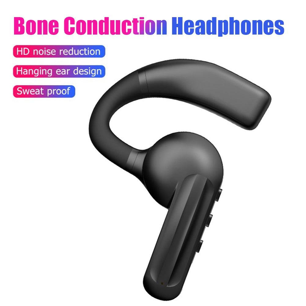 Single-Ear Sports Waterproof Car Earphone Ultra Standby Bluetooth-Compatible Headset Bone Conduction Ear Hook Headphone Sports Headphones Wired Gaming Earbuds Monitor Earphones with Mic, Stereo Sound Volume Control and Detachable Microphone Stevvex