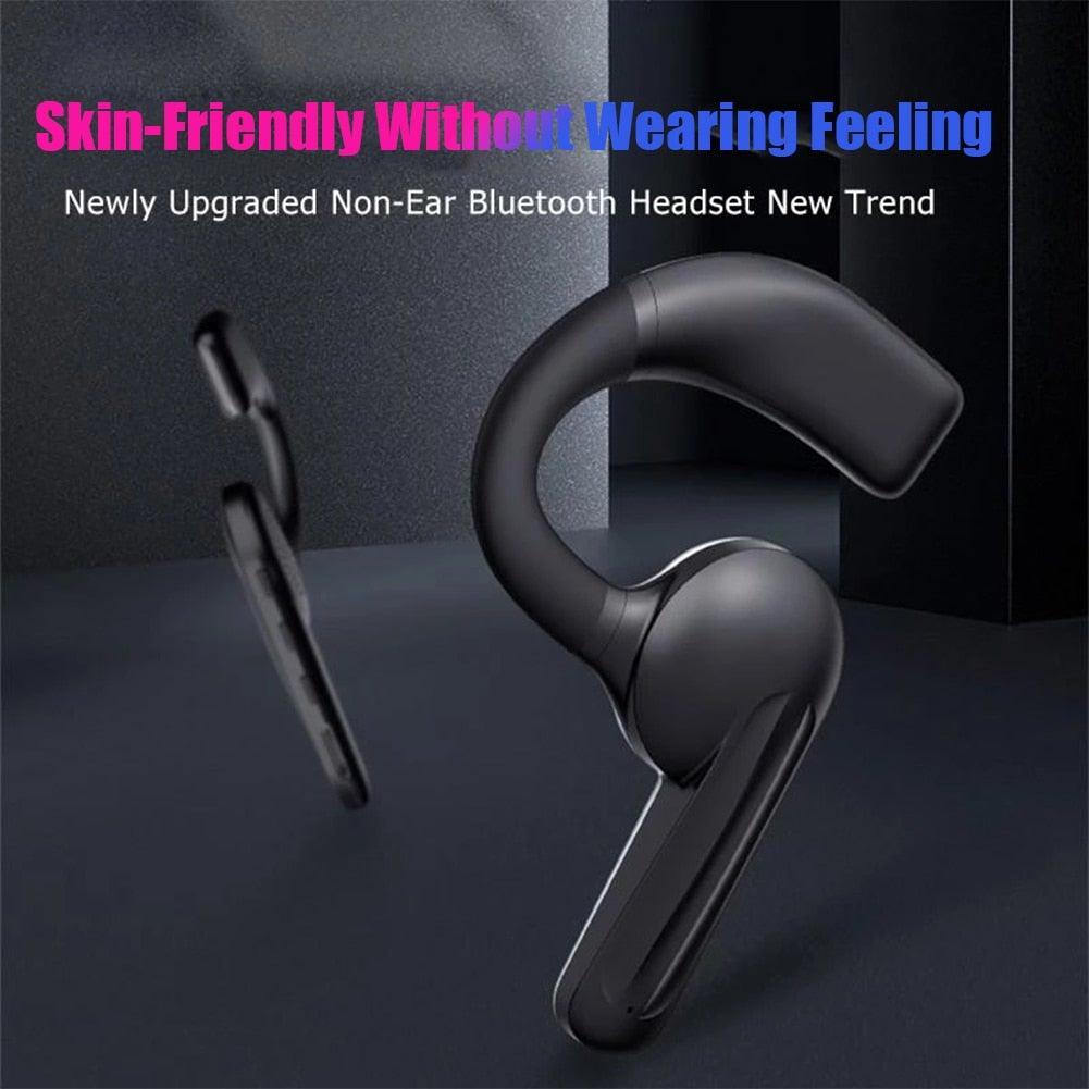 Single-Ear Sports Waterproof Car Earphone Ultra Standby Bluetooth-Compatible Headset Bone Conduction Ear Hook Headphone Sports Headphones Wired Gaming Earbuds Monitor Earphones with Mic, Stereo Sound Volume Control and Detachable Microphone Stevvex