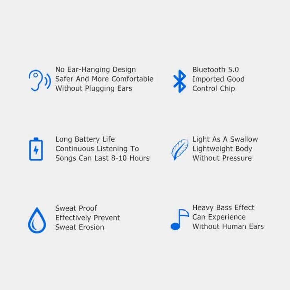 Single-Ear Sports Waterproof Car Earphone Ultra Standby Bluetooth-Compatible Headset Bone Conduction Ear Hook Headphone Sports Headphones Wired Gaming Earbuds Monitor Earphones with Mic, Stereo Sound Volume Control and Detachable Microphone Stevvex