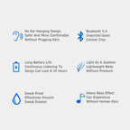 Single-Ear Sports Waterproof Car Earphone Ultra Standby Bluetooth-Compatible Headset Bone Conduction Ear Hook Headphone Sports Headphones Wired Gaming Earbuds Monitor Earphones with Mic, Stereo Sound Volume Control and Detachable Microphone Stevvex