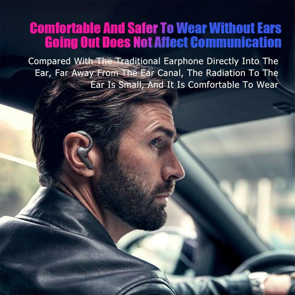 Single-Ear Sports Waterproof Car Earphone Ultra Standby Bluetooth-Compatible Headset Bone Conduction Ear Hook Headphone Sports Headphones Wired Gaming Earbuds Monitor Earphones with Mic, Stereo Sound Volume Control and Detachable Microphone Stevvex