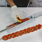 Single Row Kebab Maker BBQ Meat Skewer Machine Kebab Press Maker Reusable Plastic BBQ Skewer Maker Kebab Preparation BBQ Tool Barbecue Skewers Kebab Maker Simple Operation Barbecue Tool for Outdoor Grilling Barbecue Stevvex