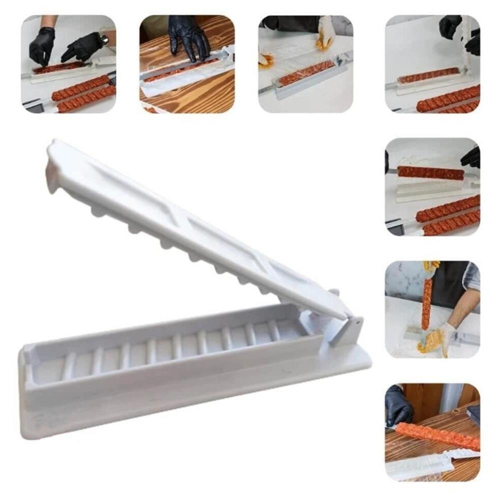 Single Row Kebab Maker BBQ Meat Skewer Machine Kebab Press Maker Reusable Plastic BBQ Skewer Maker Kebab Preparation BBQ Tool Barbecue Skewers Kebab Maker Simple Operation Barbecue Tool for Outdoor Grilling Barbecue Stevvex