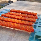 Single Row Kebab Maker BBQ Meat Skewer Machine Kebab Press Maker Reusable Plastic BBQ Skewer Maker Kebab Preparation BBQ Tool Barbecue Skewers Kebab Maker Simple Operation Barbecue Tool for Outdoor Grilling Barbecue Stevvex