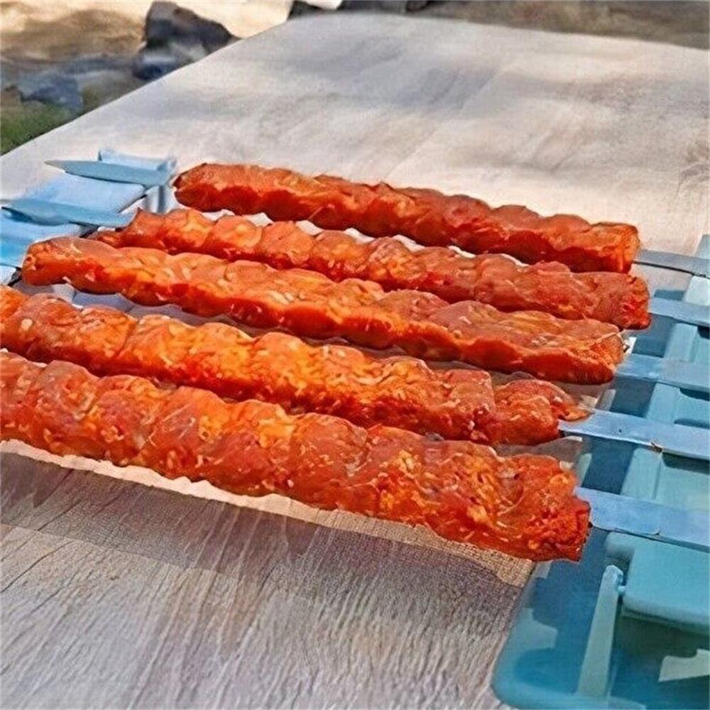 Single Row Kebab Maker BBQ Meat Skewer Machine Kebab Press Maker Reusable Plastic BBQ Skewer Maker Kebab Preparation BBQ Tool Barbecue Skewers Kebab Maker Simple Operation Barbecue Tool for Outdoor Grilling Barbecue Stevvex