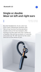 Single Wireless Bluetooth 5.0 Headset Handsfree HIFI Fingerprint Touch Hanging Ear Earphone for iPhone Waterproof Earpiece Ear Wireless Bluetooth Sport Headphones Stevvex