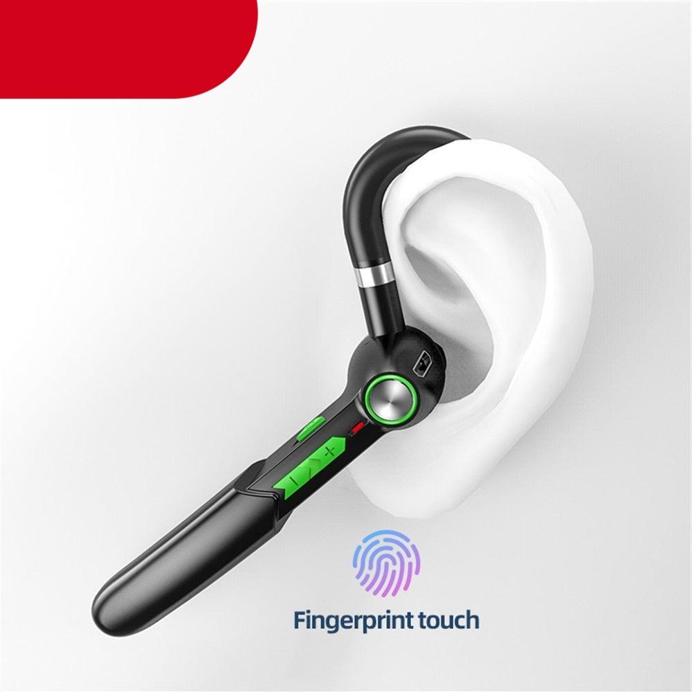 Single Wireless Bluetooth 5.0 Headset Handsfree HIFI Fingerprint Touch Hanging Ear Earphone for iPhone Waterproof Earpiece Ear Wireless Bluetooth Sport Headphones Stevvex