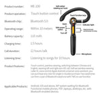 Single Wireless Bluetooth 5.0 Headset Handsfree HIFI Fingerprint Touch Hanging Ear Earphone for iPhone Waterproof Earpiece Ear Wireless Bluetooth Sport Headphones Stevvex