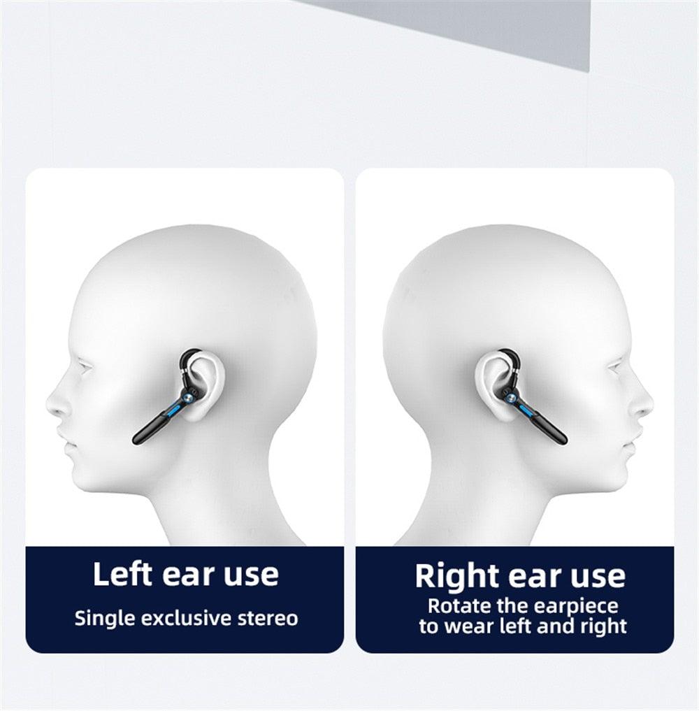 Single Wireless Bluetooth 5.0 Headset Handsfree HIFI Fingerprint Touch Hanging Ear Earphone for iPhone Waterproof Earpiece Ear Wireless Bluetooth Sport Headphones Stevvex