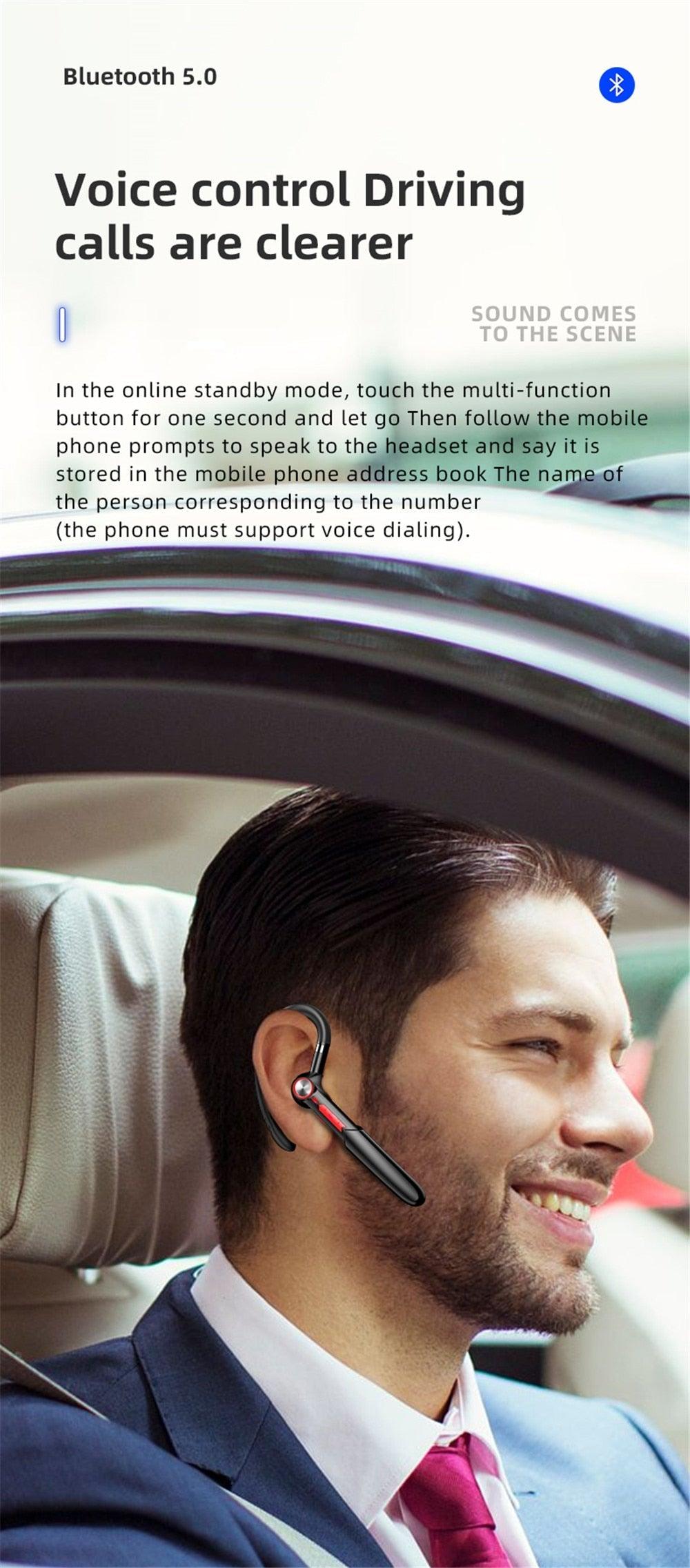 Single Wireless Bluetooth 5.0 Headset Handsfree HIFI Fingerprint Touch Hanging Ear Earphone for iPhone Waterproof Earpiece Ear Wireless Bluetooth Sport Headphones Stevvex