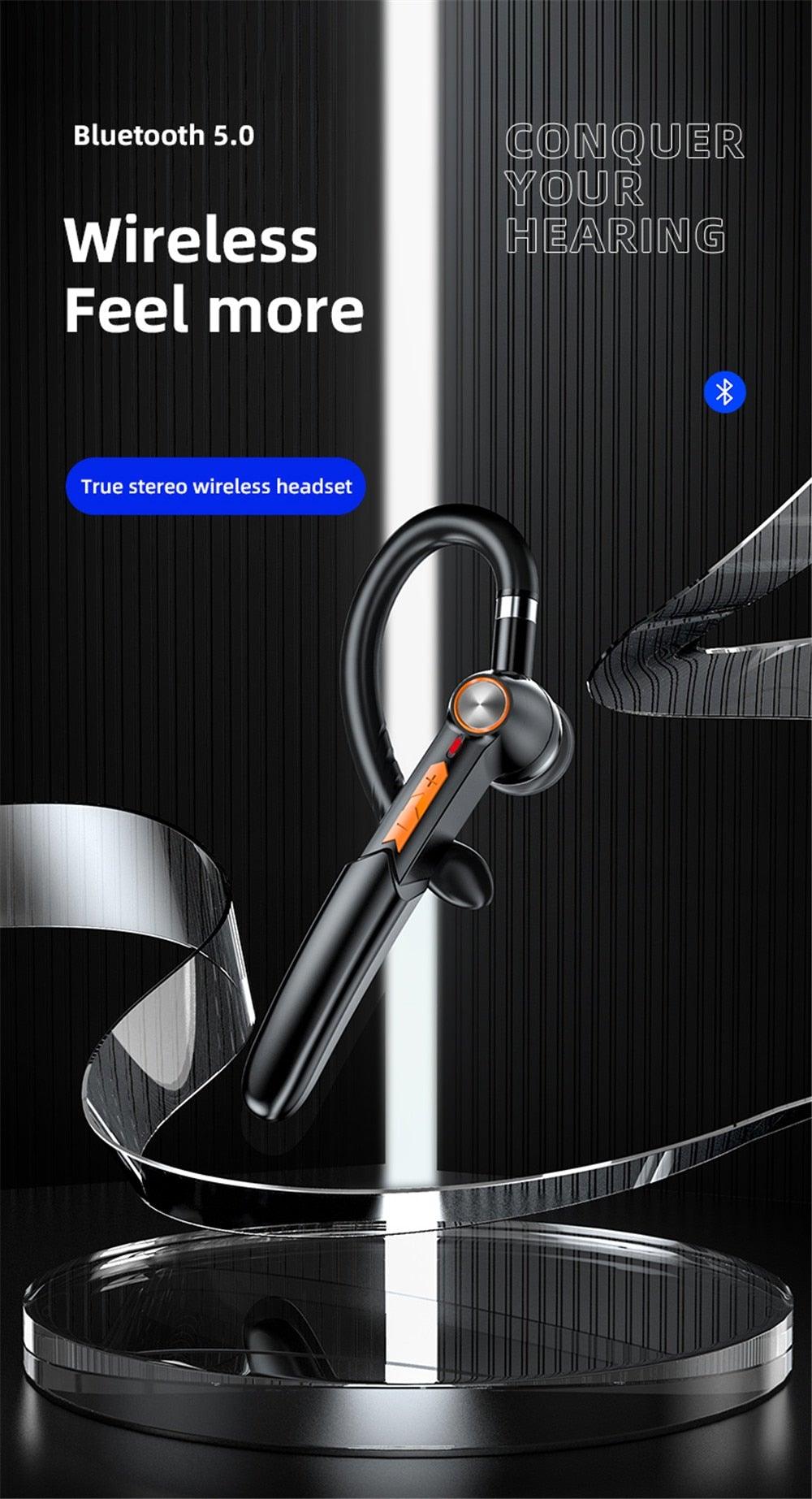Single Wireless Bluetooth 5.0 Headset Handsfree HIFI Fingerprint Touch Hanging Ear Earphone for iPhone Waterproof Earpiece Ear Wireless Bluetooth Sport Headphones Stevvex