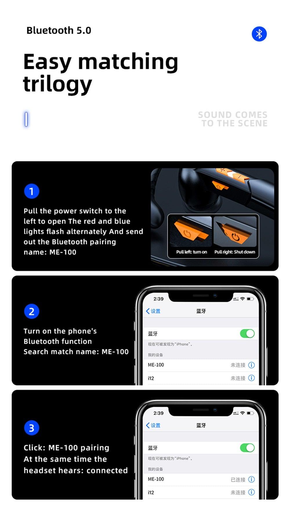 Single Wireless Bluetooth 5.0 Headset Handsfree HIFI Fingerprint Touch Hanging Ear Earphone for iPhone Waterproof Earpiece Ear Wireless Bluetooth Sport Headphones Stevvex