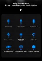 Single Wireless Bluetooth 5.0 Headset Handsfree HIFI Fingerprint Touch Hanging Ear Earphone for iPhone Waterproof Earpiece Ear Wireless Bluetooth Sport Headphones Stevvex