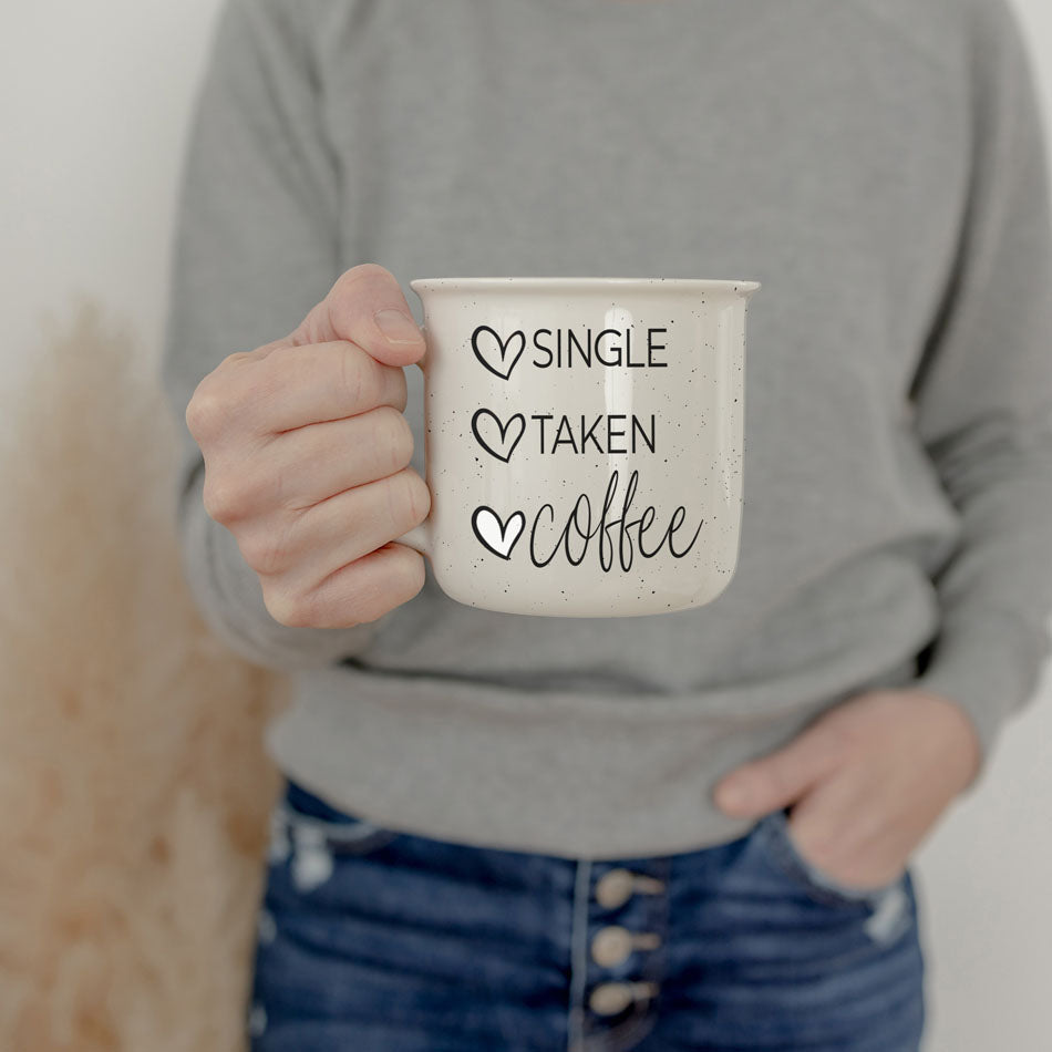 Single Taken Coffee Ceramic Mug 14.5oz Funny Relationship Status Gift BandsCo Straps